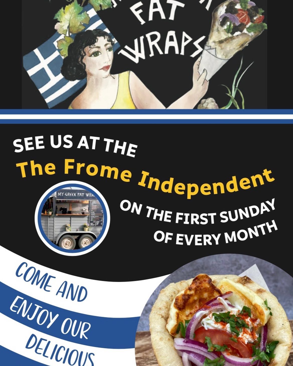 This Sunday 🇬🇷🇬🇷🇬🇷 Greek wraps 🌮🌮🌮 at The Frome Indipendent Market ❤️❤️❤️❤️ See you there lovelies